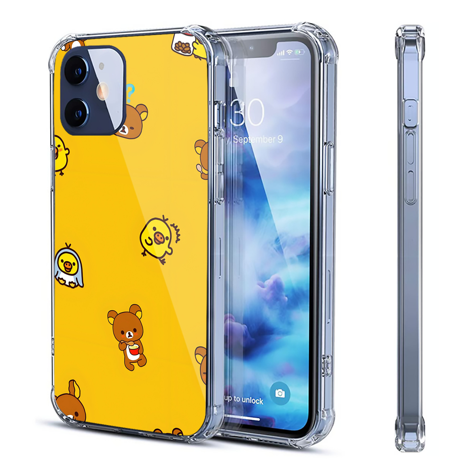 （画像用） リラックマ リラックマ キイロイトリ Rilakkuma Korilakkuma Kiiroitori 【iPhone 12シリーズ対応】透明スマホケース（クリアソフトケース）
